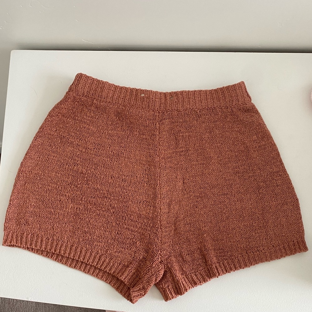 Knitted Burnt Orange Shorts